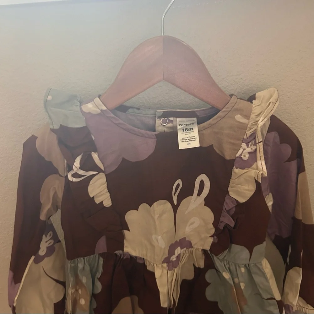 Carter's Girl’s NWT Brown and Purple Floral Dress with Bloomers Size 18‎ months